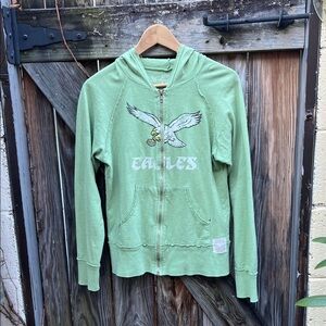 Philadelphia Eagles Vintage Original Retro Sport Distressed Full Zip Hoodie